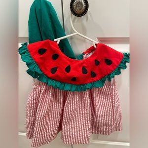 Busy Bees Smocked Outfit, Watermelon size 3T